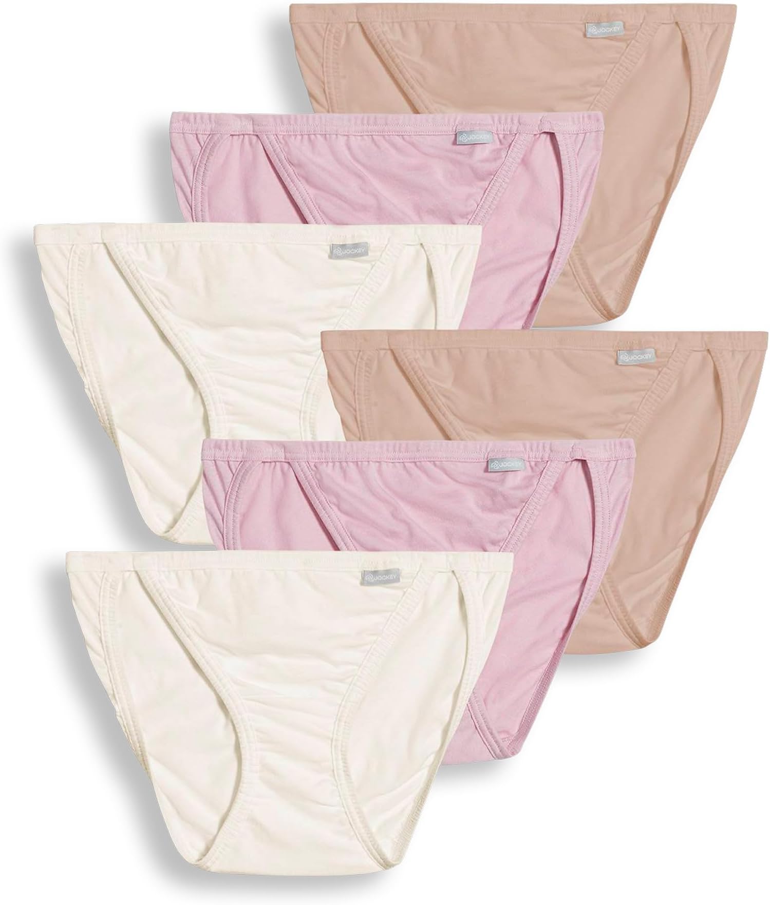 Jockey Women's Underwear Elance String Bikini - 6 Pack, Ivory/Light/Pink Shadow, 6