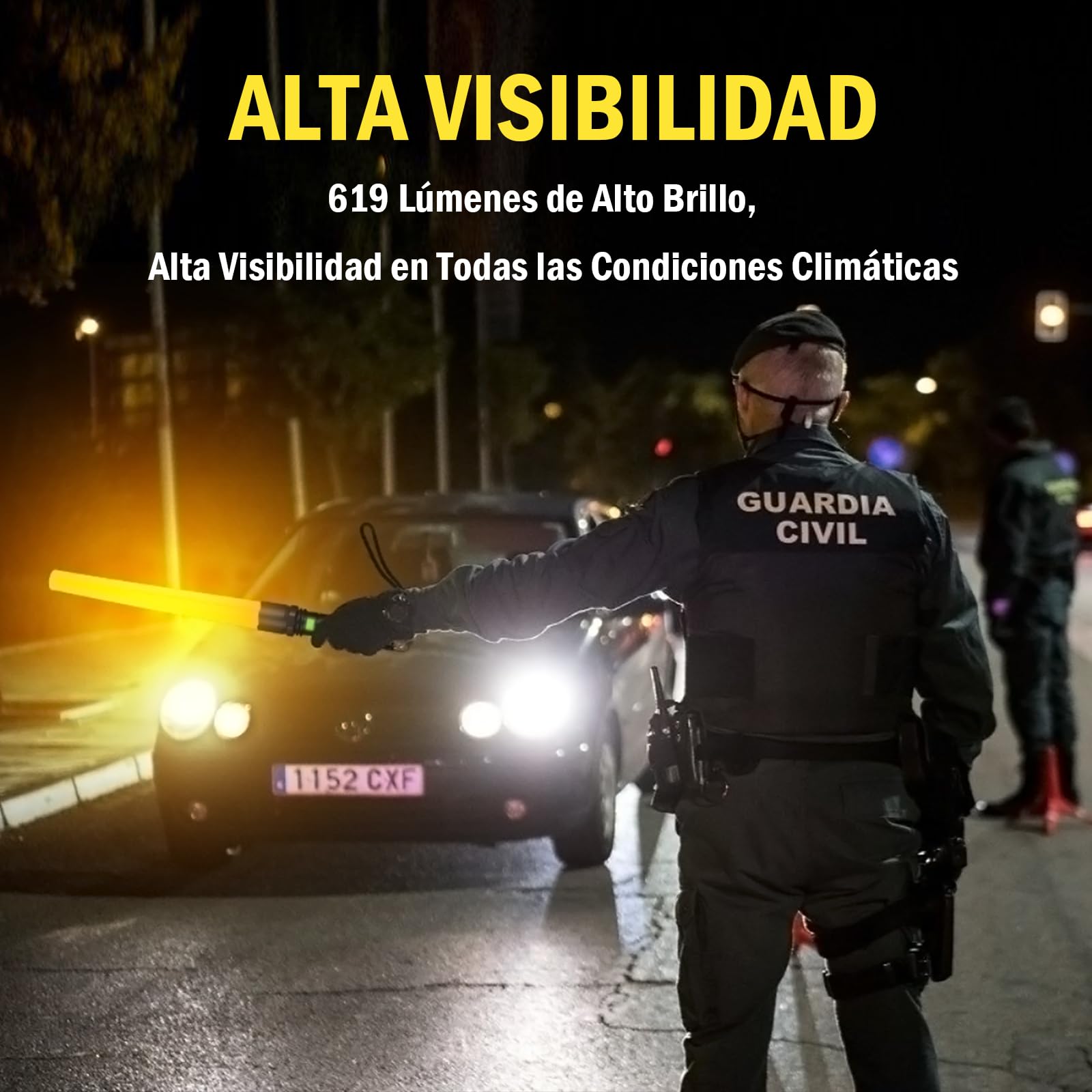 Ultrafire Linterna LED Recargable Tipo Varita de Tráfico, Luz de Seguridad de Señalización de 619 Lúmenes, 3 Modos para Control de Tránsito, Señalización de Aeronaves, Seguridad Policial