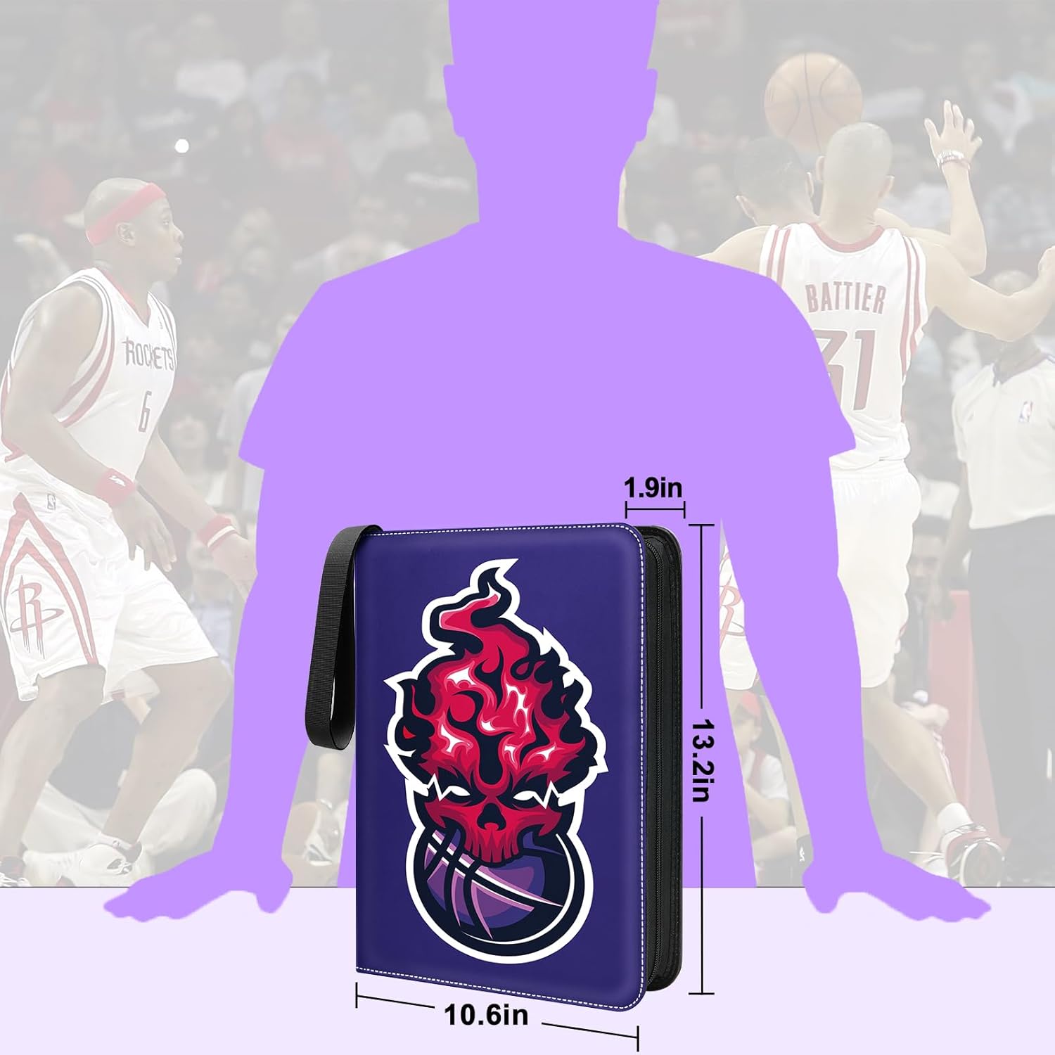 Basketball Card Binder, Trading Sports Card Binder Holder 900 Pockets with 50 Removable Pages, 9 Pocket Collector Album Storage Double Sided,Folder Book Case Gift for Boys And Girl (Purple)