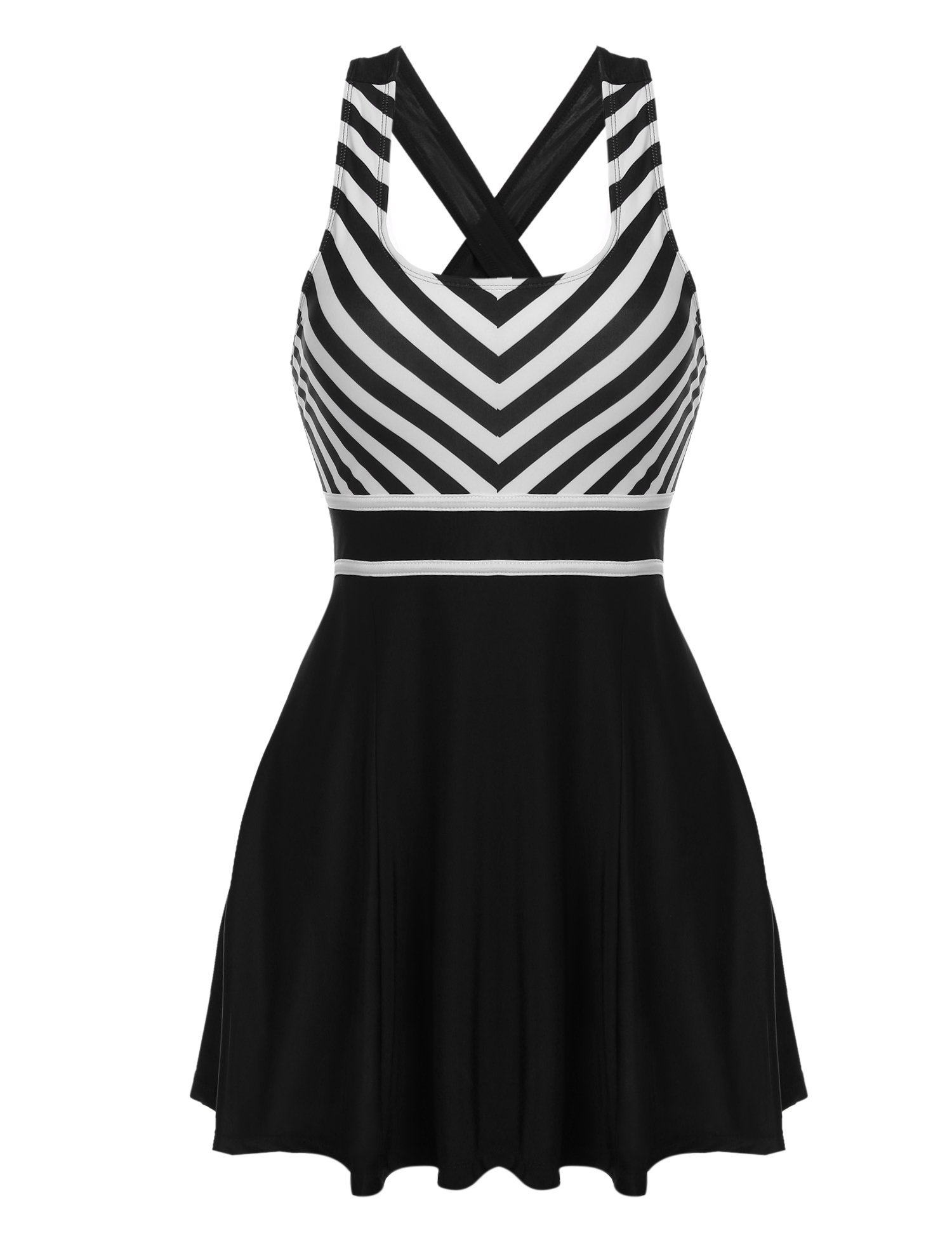 ADOME Swimwear Women Padded Cover Up Swimdress with Swimming Panty S-XXL