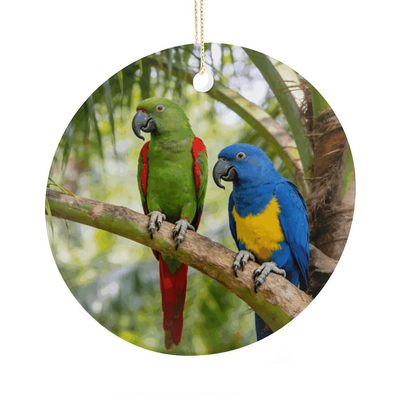 Fodpand Women's Style Rainforest Double Parrot Ceramic Christmas Ornament,Wall Hanging Decor Windows Hanging Decor Best Friend Birthday Gifts, Friendship Gifts Car Hanging Ornament Gift For Girls, Teachers 2.9 In