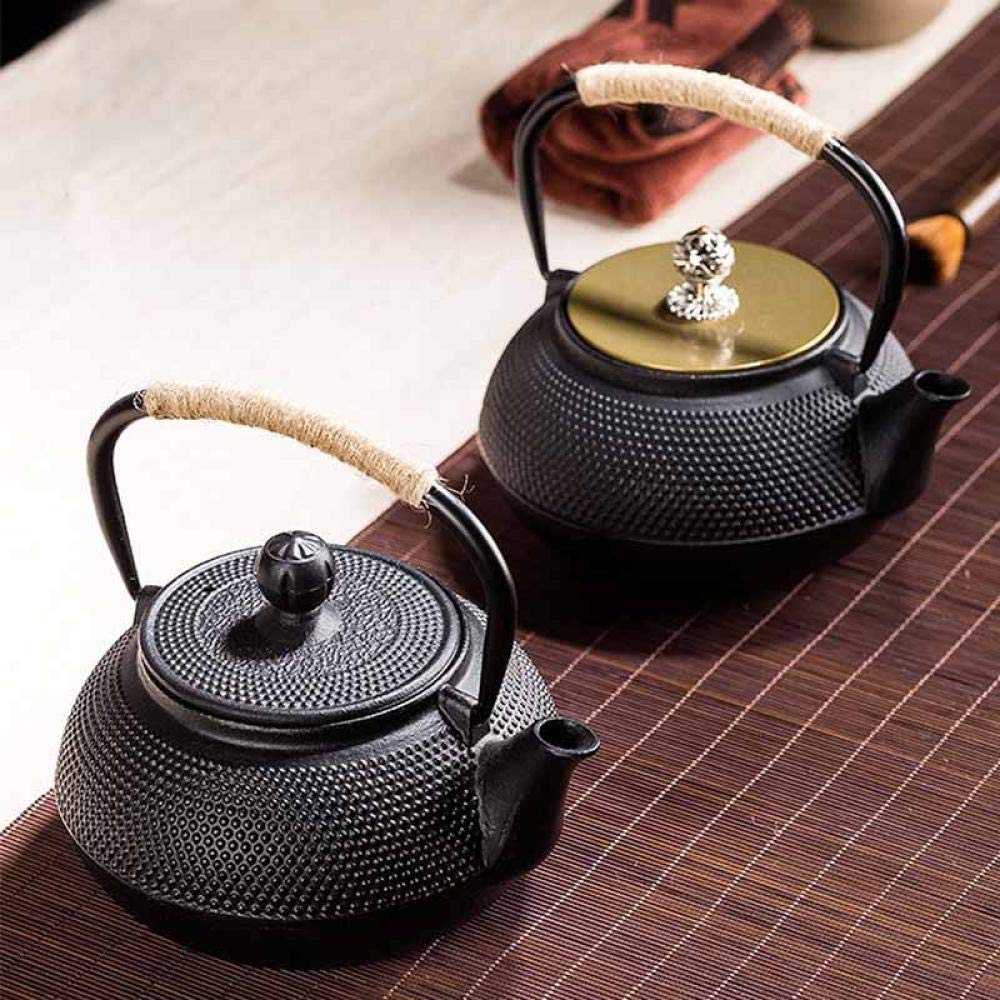 Teiera Giapponese Nera in ghisa Tetsubin Fatta a Mano da 1200 ml con infusore in Acciaio Inossidabile, bollitore per fornello a Gas, Coperchio in Rame, 800 ml