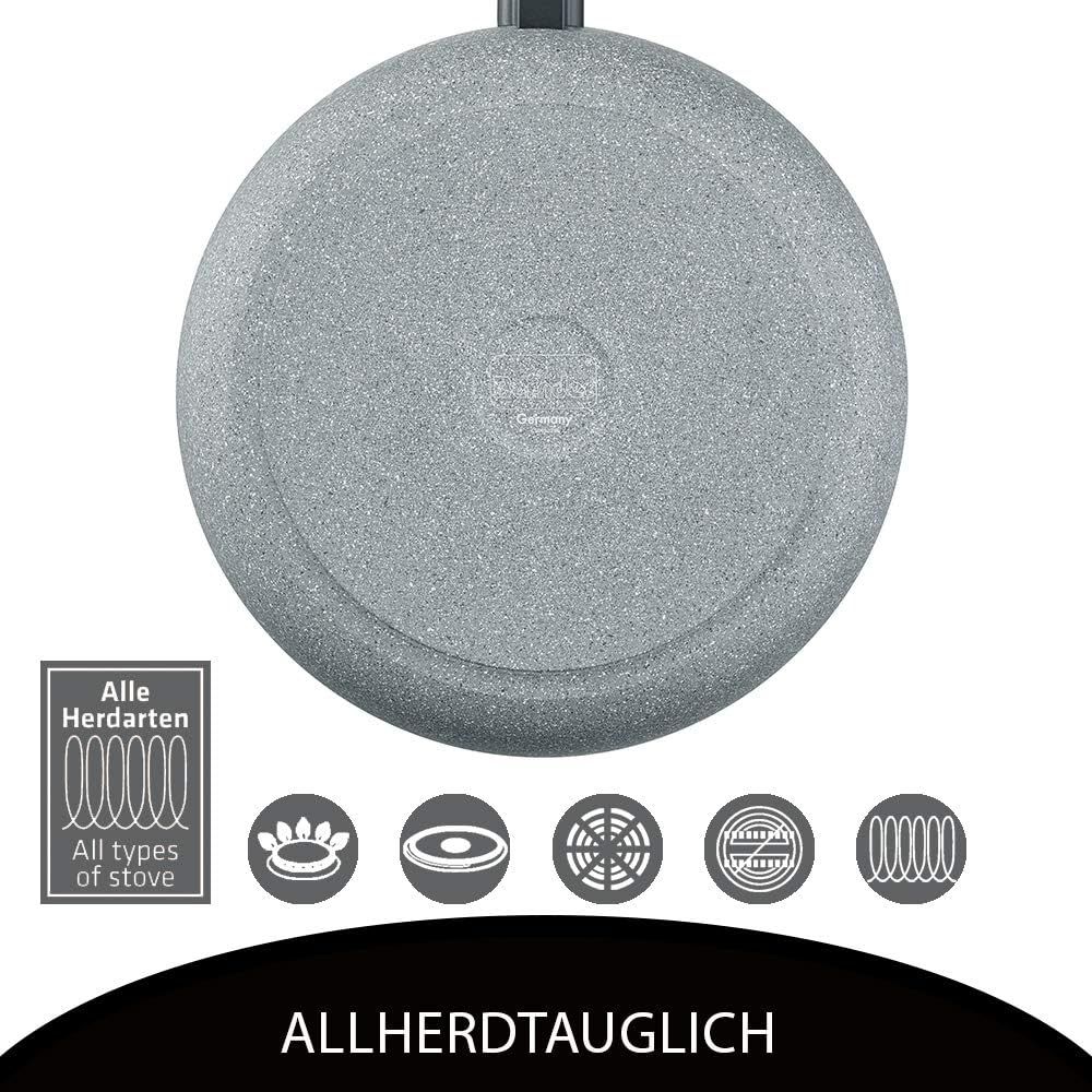 Berndes 24 cm Aluminium Induction Special Edition Large Frying Pan for All Hobs Non-Stick Coating for Low-Fat Cooking, Grey, 24 cm