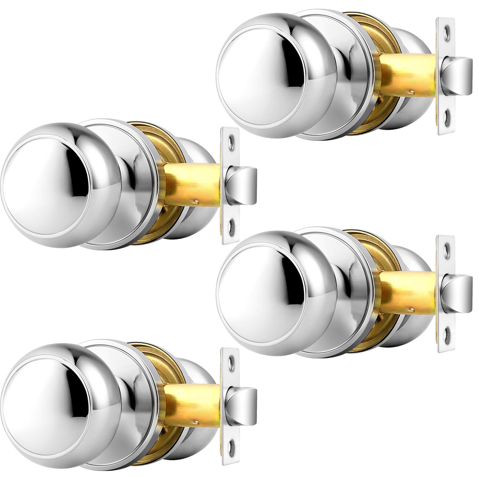Boutons de porte d'intérieur Probrico chrome poli 4 pièces poignée couloir