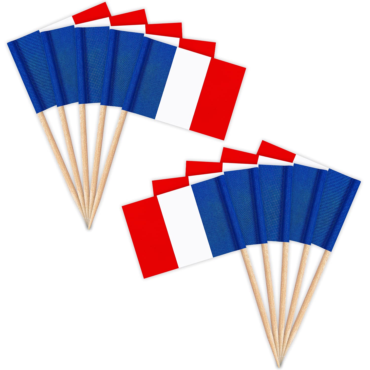 ZXvZYTFrance Flag French Toothpick Flags,Small Mini France Cupcake Toppers Stick flags - Country Party Cocktail Fruit Decoration(100 Pcs)