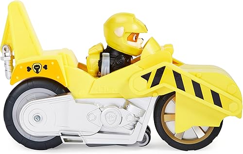 Miniatura 47 de Paw Patrol, Moto Pups Deluxe de Marshall, vehículo de motocicleta de tracción que hace piruetas, figura de juguete