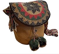 Mulatta Handmade Blue Crossbody Bag - Crochet Cotton Backpack with Sparkling Hand-Glued Crystals