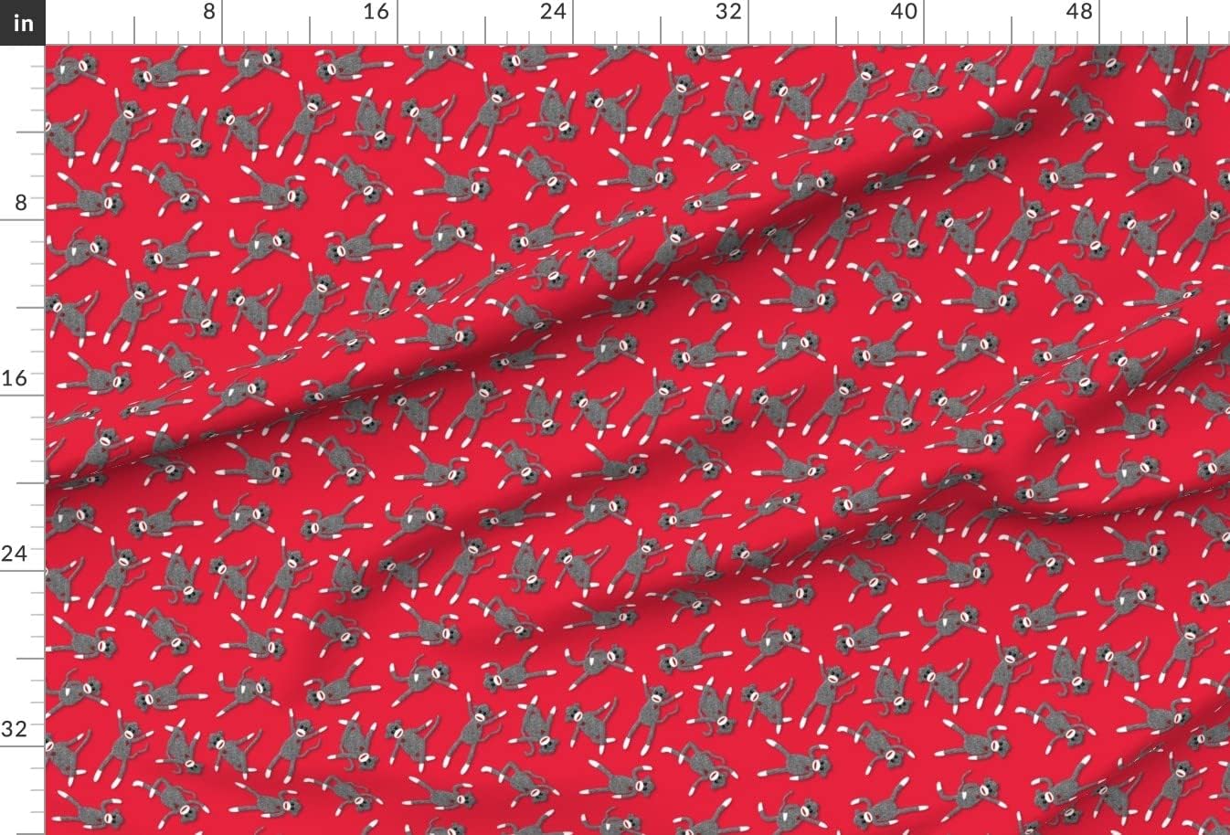 Spoonflower Fabric - Monkey Red Party Teal Heart Playful Animals Whimsical Printed on Upholstery Velvet Fabric Fat Quarter - Upholstery Home Decor Bottomweight Apparel