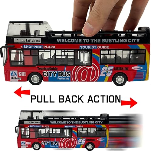 Miniatura 6 de Vehículos de juguete para autobús turístico a escala 132  Mini modelo de autobús abierto para turistas de doble piso juguetes de acción con luces y