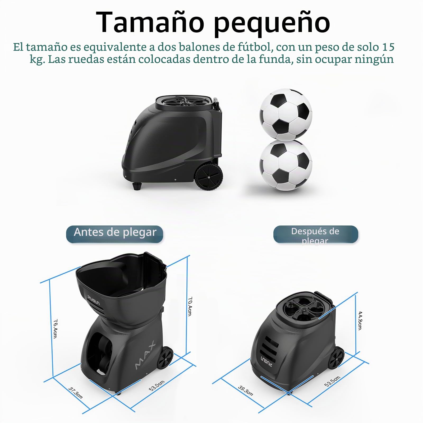 PT-MAX C - Máquina profesional de pelotas de pádel - Lanzador de pelotas automático portátil con control de aplicación inteligente | Perfecto para práctica en solitario, entrenamiento de club y