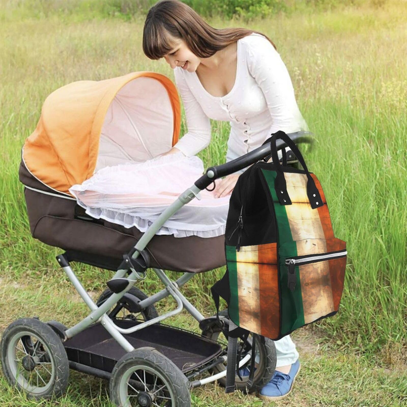 Zaino multifunzionale per pannolini rosso tinta unita – Borsa per pannolini di grande capacità con mamme e papà, viaggi e uso quotidiano