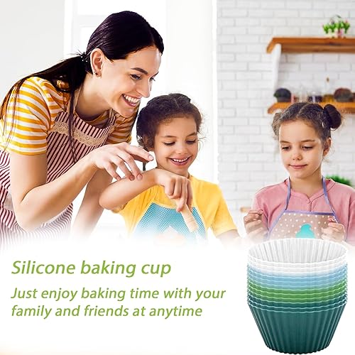Miniatura 6 de Paquete de 12 tazas de silicona para muffins, antiadherentes de grado alimenticio, soportes para magdalenas, cupcakes y dulces, tamaño estándar