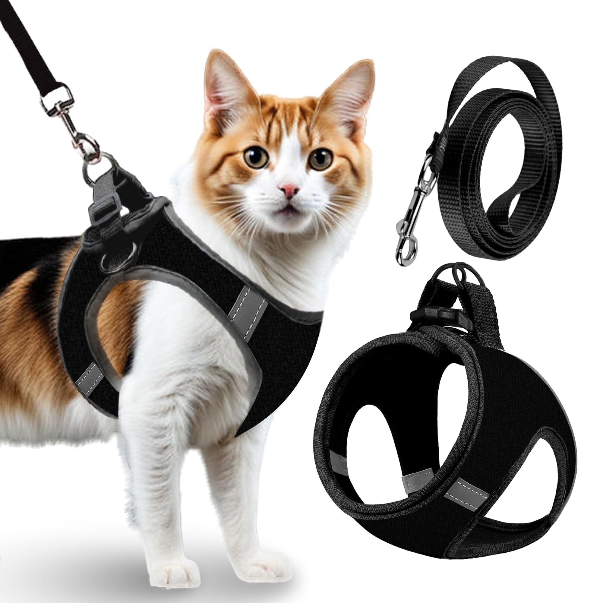 Buraq Pets Cat Harness with Leash for Outdoor, Walking, Escape Proof, Air Mesh Fabric, Easy Control, Adjustable & Durable Cat Leash with Harness for Small & Medium Cats (M, Black) (B0D8L7RCRP) Amazon Price History, Amazon Price Tracker