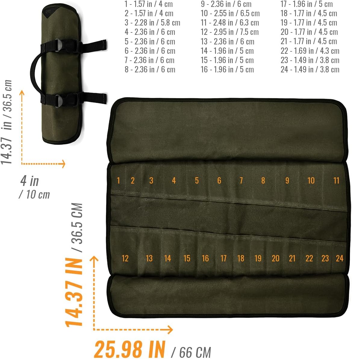 Under NY Sky Tool Roll Organizer, Heavy-Duty Wrench Bag, Portable Hand Tool Pouch for Mechanics, Electricians, and Hand Tools