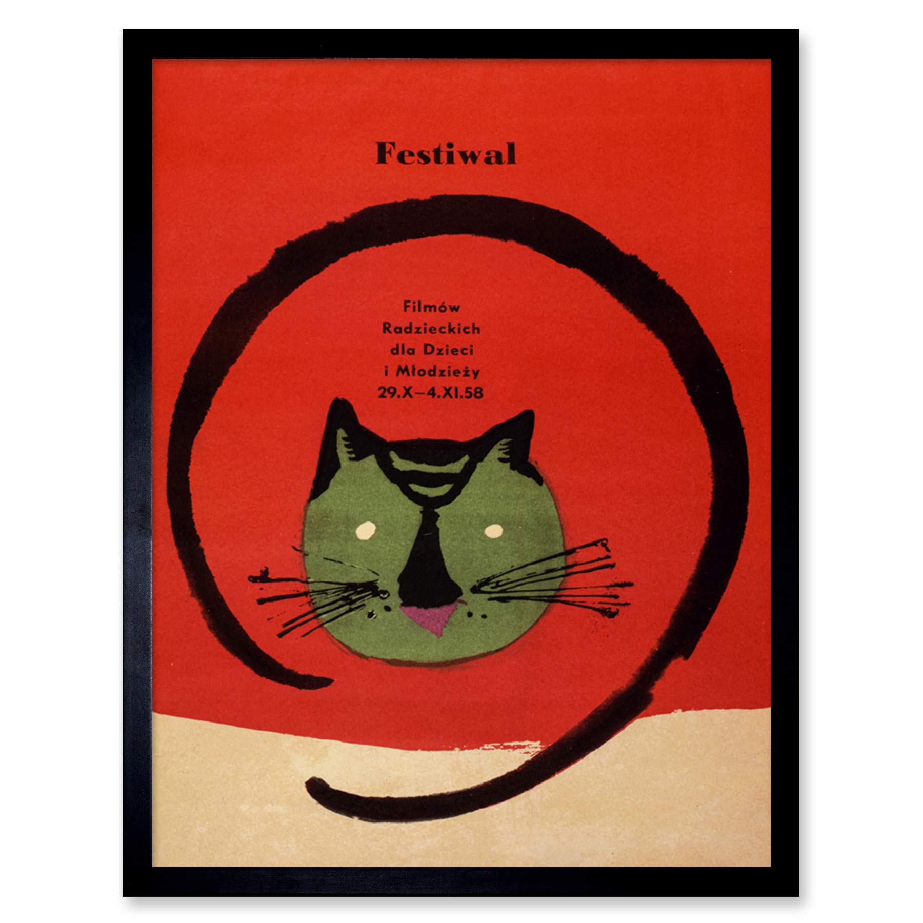 Wee Blue Coo Festival Film Movie Cat Poland Warsaw Art Print Framed Poster Wall Decor 12x16 inch