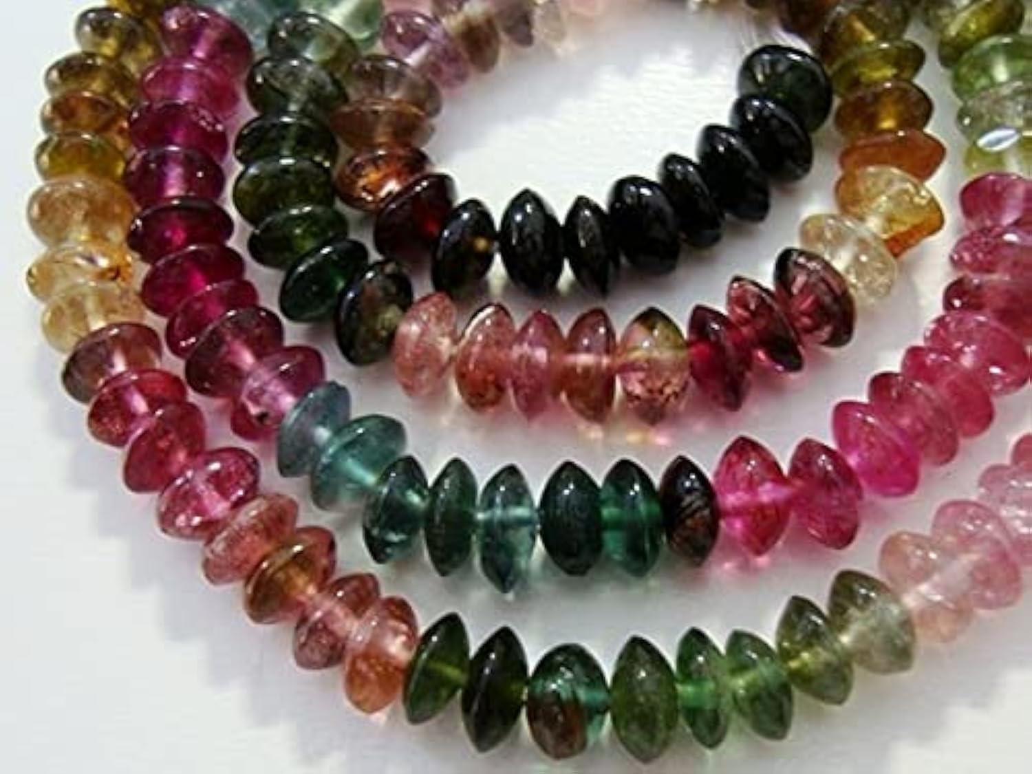 Tourmaline pastèque LKBEADS perles rondelles lisses 3.5mm deux fils complets pour bijoux