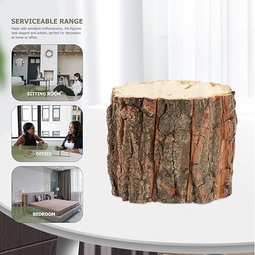 Miniatura 8 de DOITOOL Macetas de madera para suculentas de madera, macetas rústicas para decoración de tocón de árbol, macetas pequeñas para interiores y
