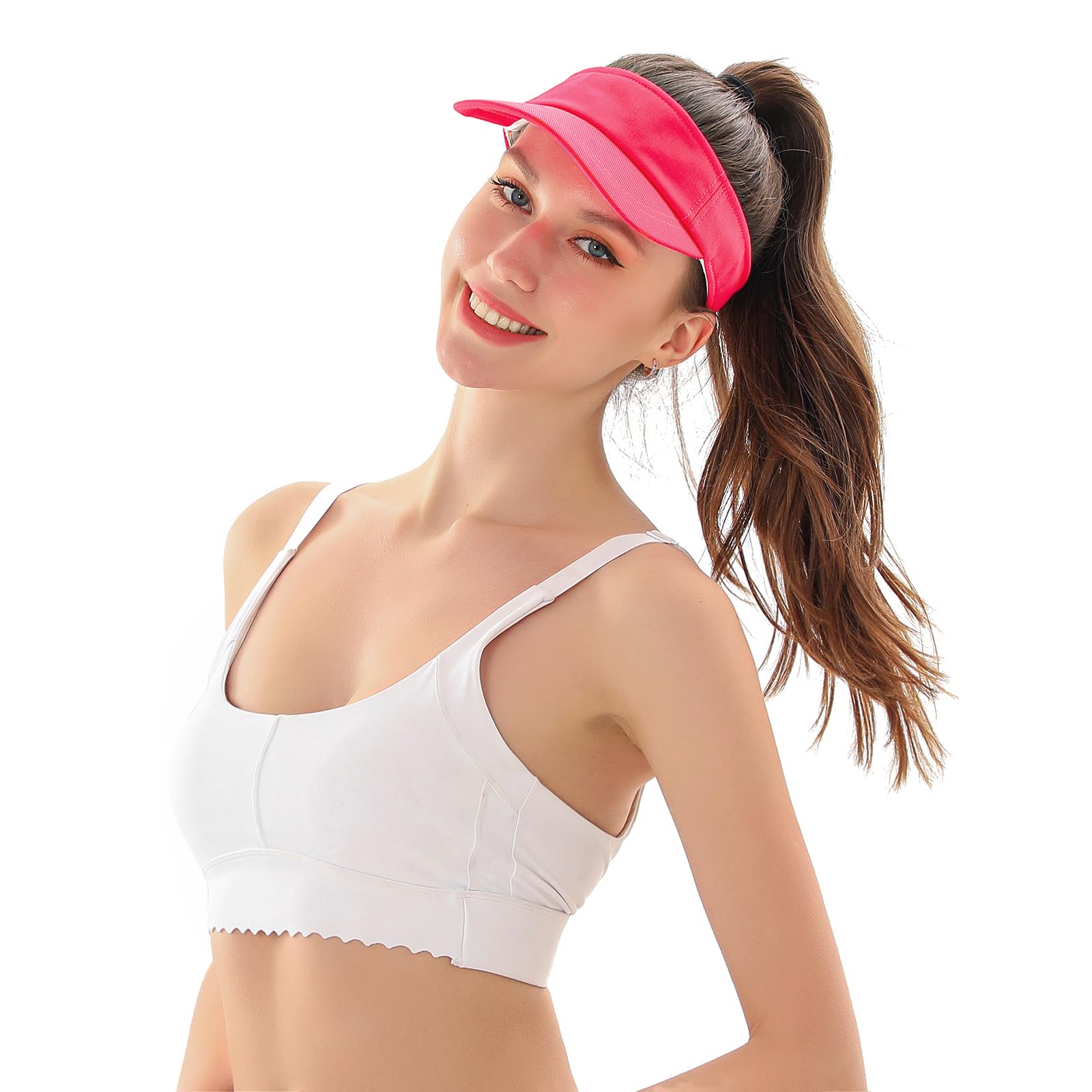 MK MATT KEELY Visor czapka z daszkiem dla kobiet i mężczyzn, regulowana, ochrona przed słońcem, czapka baseballowa dla nastolatków, różowo czerwony, jeden rozmiar