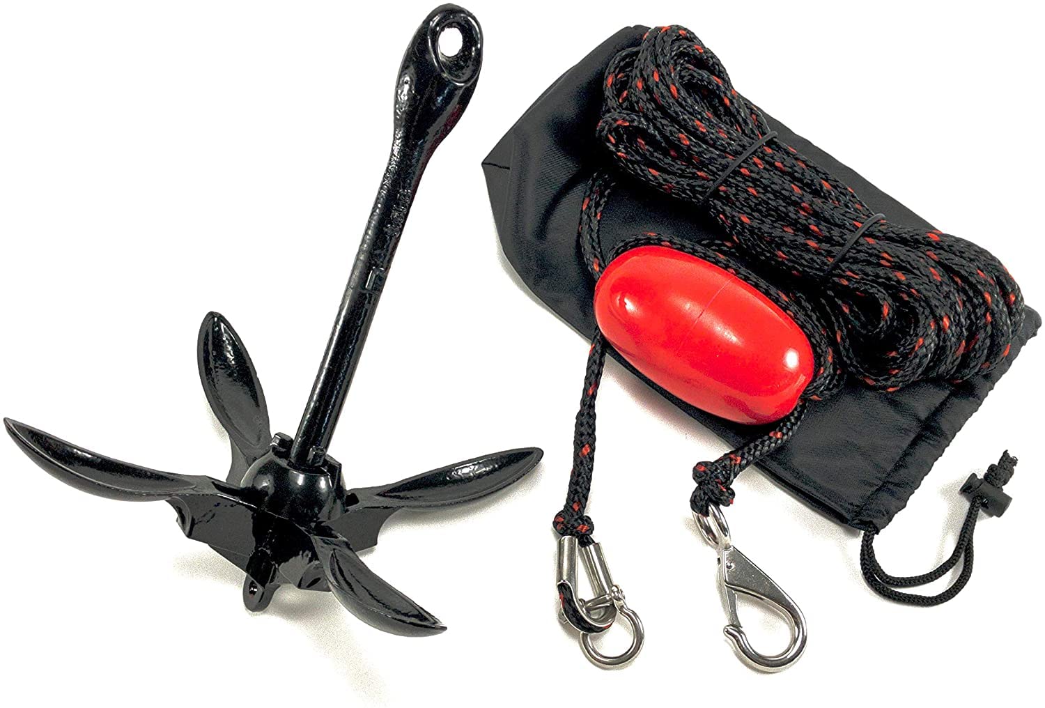 Kayak Anchor Kits Portable Folding Anchor Buoy Kit Canoe Kayak Raft Boat Sailboat Fishing Marine-Tech 3.5 lbs Marine Rope Complete Folding Grapnel Anchor Kit for Small Boats, Kayaks Jet Ski etc