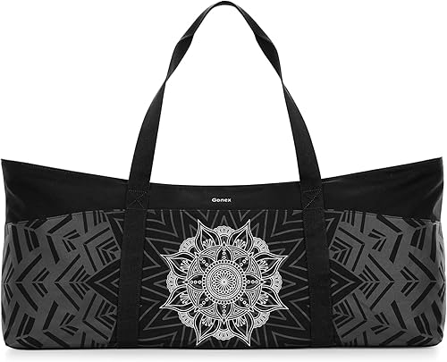 Gonex Bolsa para esterilla de yoga, bolsa de gimnasio de lona extra grande con bolsillo impermeable, cremallera de metal, se adapta a tapetes y