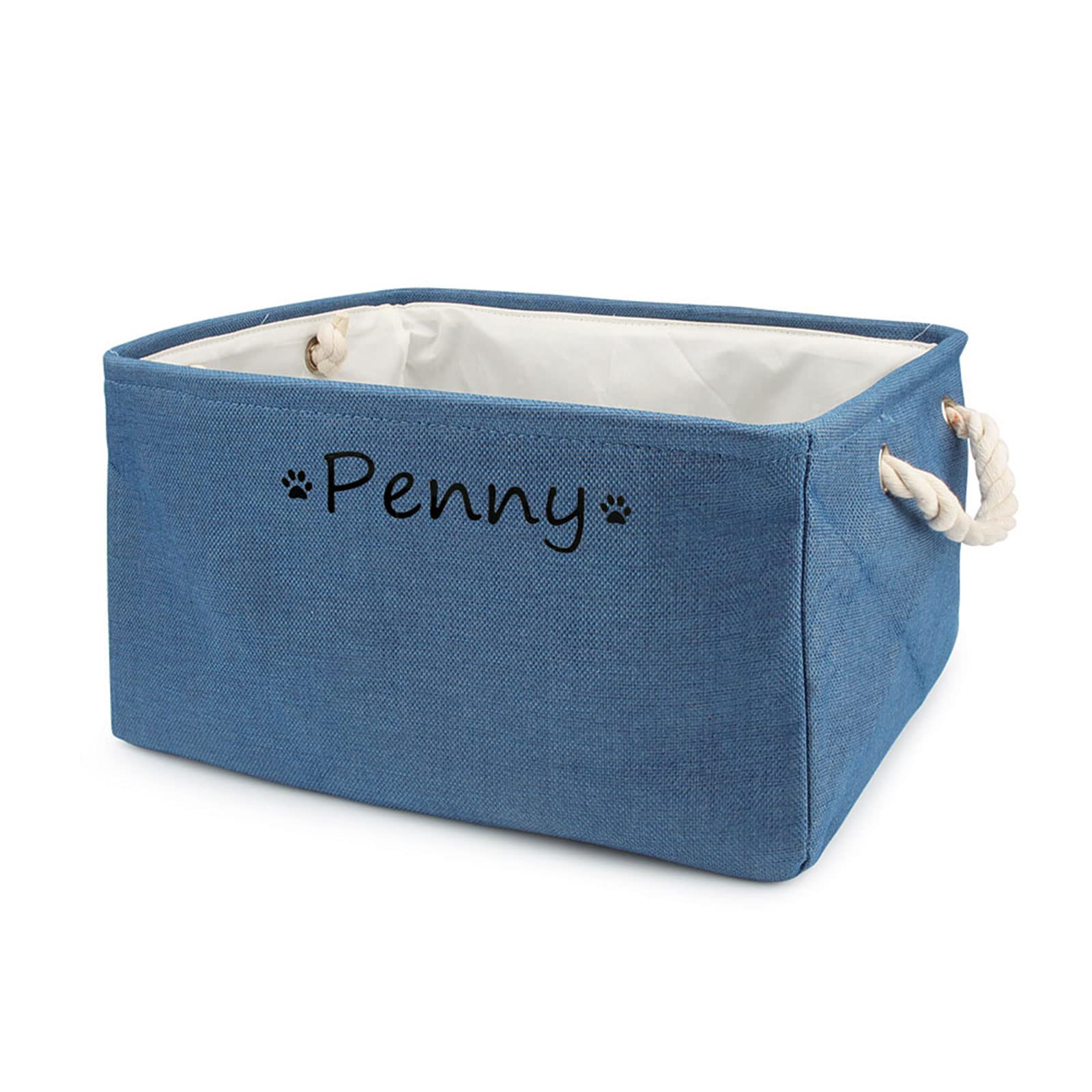 Cuperay Personalized Dog Toy Basket Storage with Cotton Handle, Custom Name and Pattern Puppy Toy Bin, Dog Toy Box for Organizing Dog Cat Pet Toys and