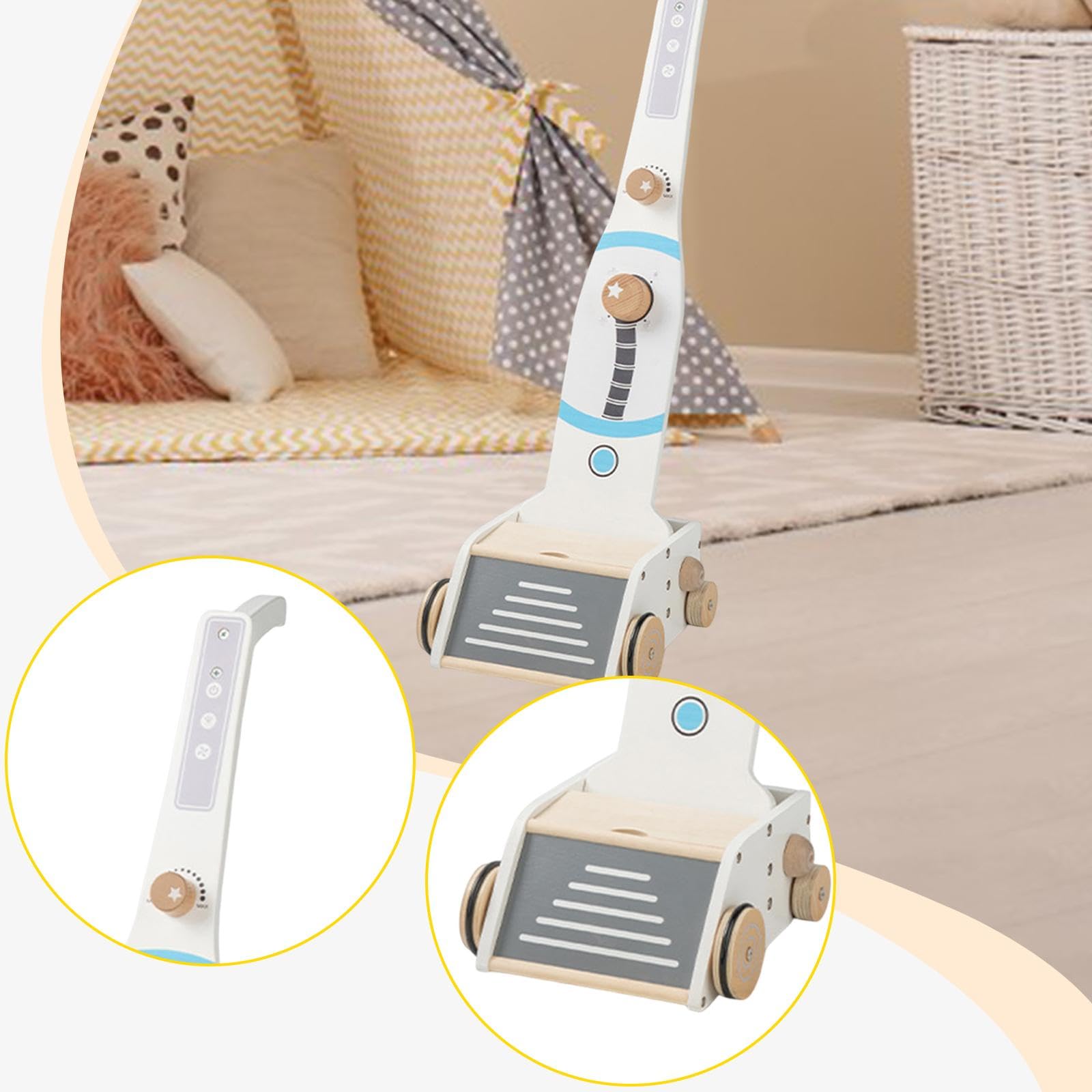 MagiDeal Giocattolo per la Pulizia dei Bambini interattivo per Bambine e Bambini dai 3 Anni in su, in Legno, Versatile, per Giochi di Ruolo, Gioco di finzione, Bianco