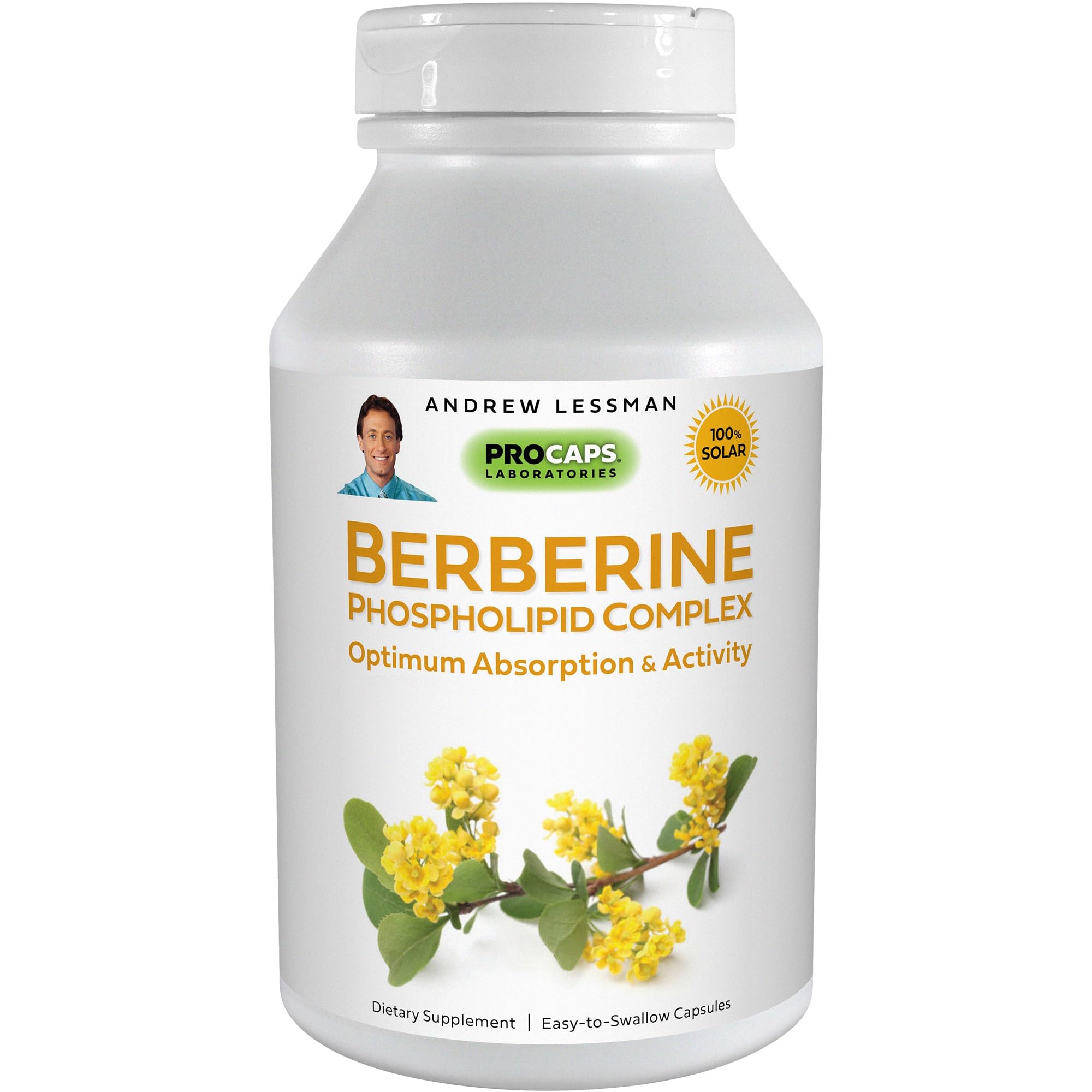 ANDREW LESSMAN Berberine Phospholipid Complex 30 Capsules - Barberry Root Extract. Small Easy to Swallow Capsules