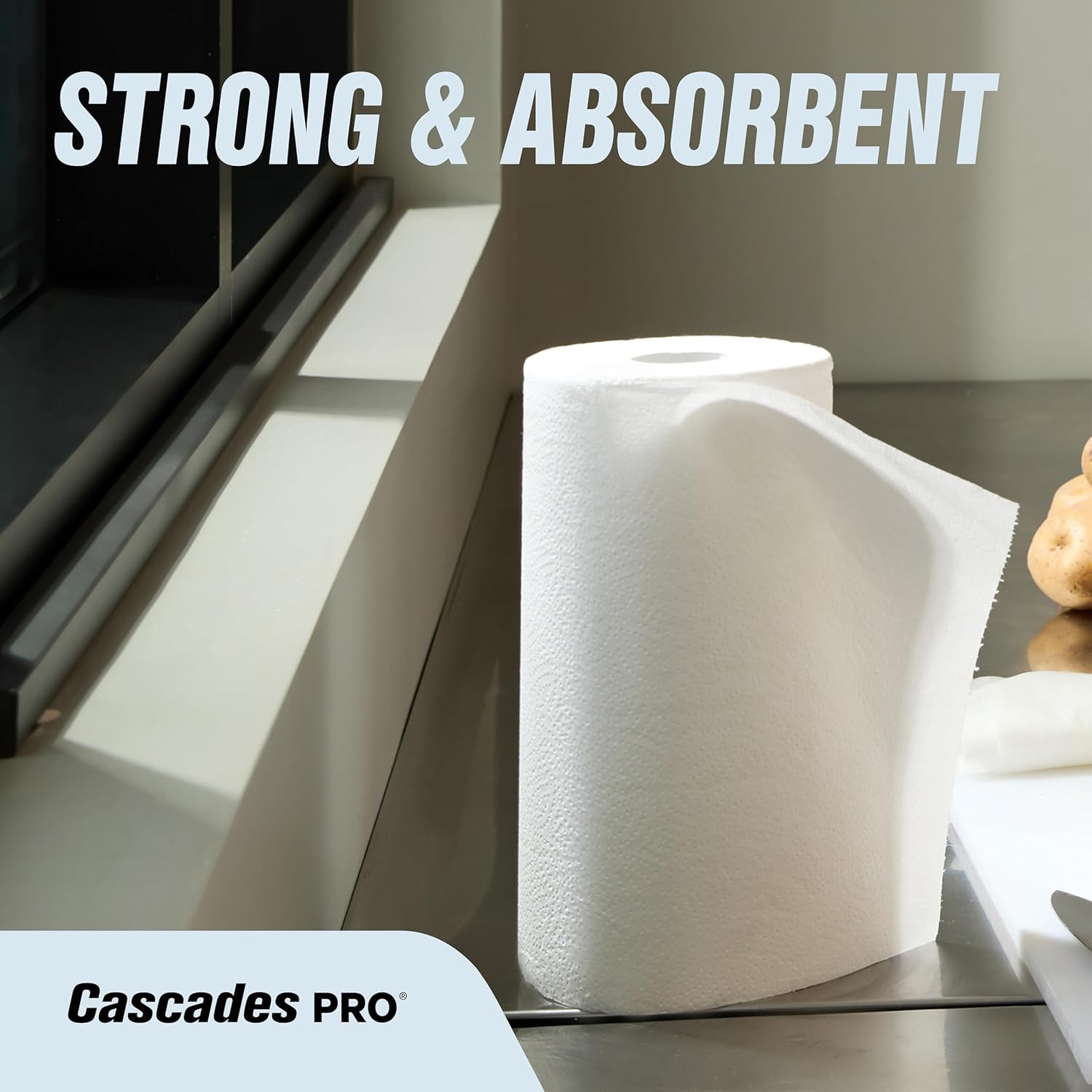 Cascades PRO Select Kitchen Roll Towel - Strong and Absorbent 2-Ply Paper Towels for Kitchens, Breakrooms, Schools, Offices - Recycled, Compostable - 250 Sheets/Roll, 12 Rolls/Box -K250 - White