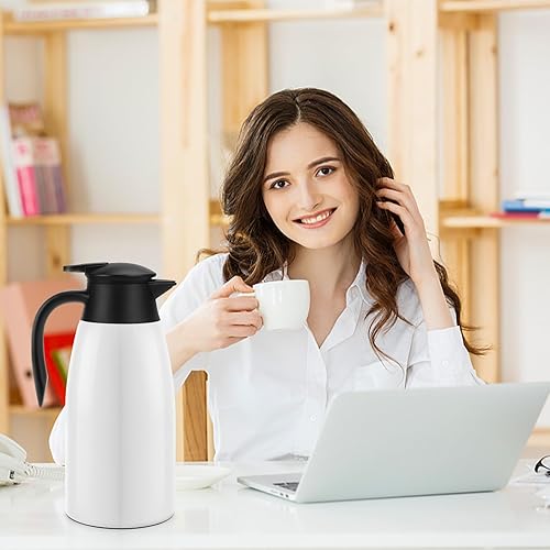 Miniatura 7 de Jarra de café de 70 onzas con aislamiento térmico de acero inoxidable para café, agua caliente, té, bebidas calientes, mantiene 12 horas calientes,