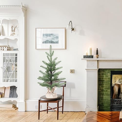 Miniatura 87 de Pequeño árbol de Navidad artificial de 4 pies para decoración de la casa de Halloween, color plateado Plata