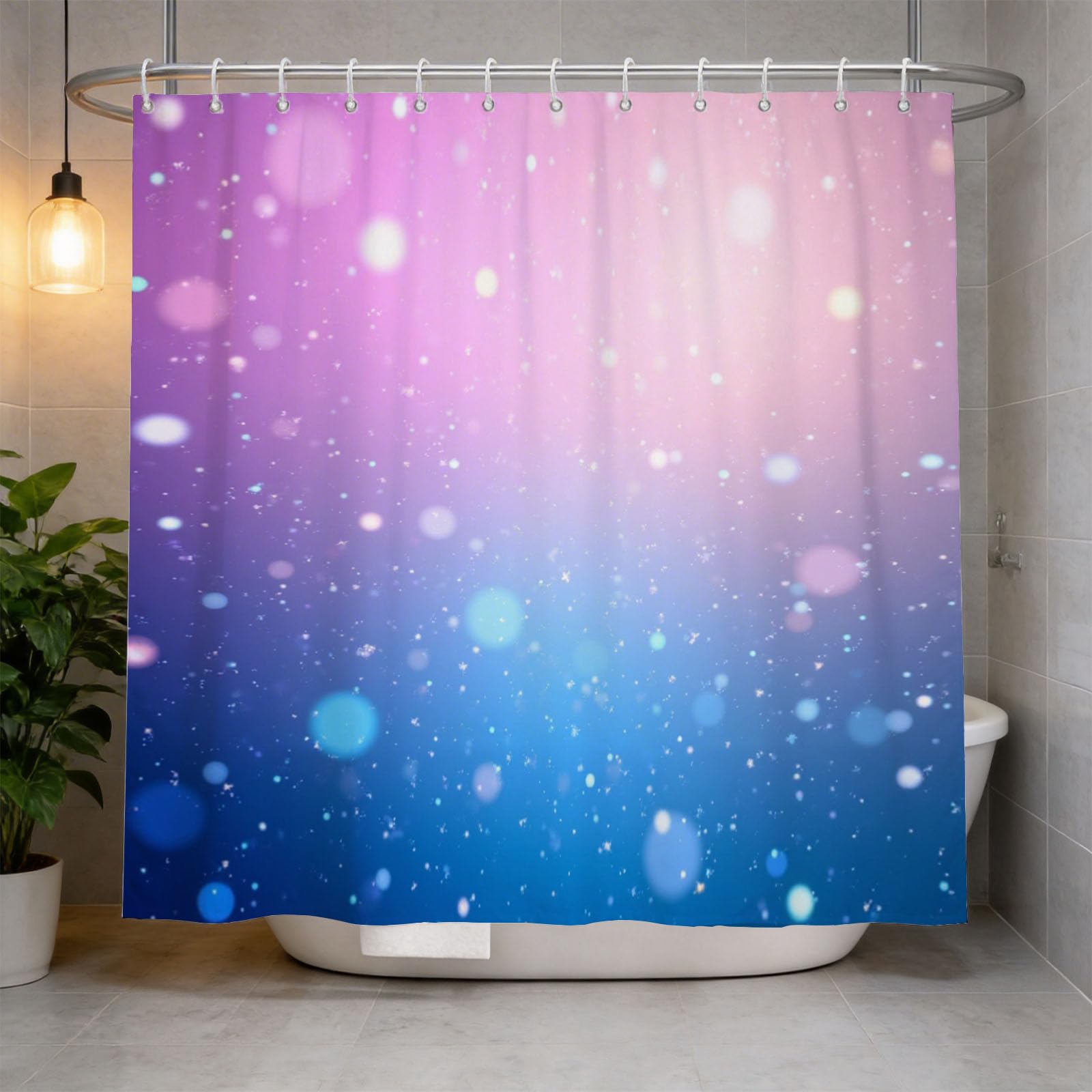 Hongduo 3D Dreamy Colorful Shower Curtain for Stalls Bathtubs Chic Bathroom Decor Shower Curtain Set Polyester Fabric Waterproof 180x180cm/71X71 Inch with Hooks