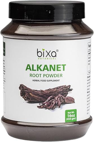 bixa BOTANICAL Polvo de raíz de Alkanet (Ratanjot/Arnebia Nobilis) Antioxidante | Sin gluten, sin OMG, tratado al vapor, vegano, 100% puro | 1 libra