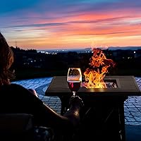 Vista 3 de Sophia & William Mesa para fogata de gas de 28 pulgadas, 50,000 BTU cuadrada para exteriores, fogatas de propano 2 en 1, chimenea de patio