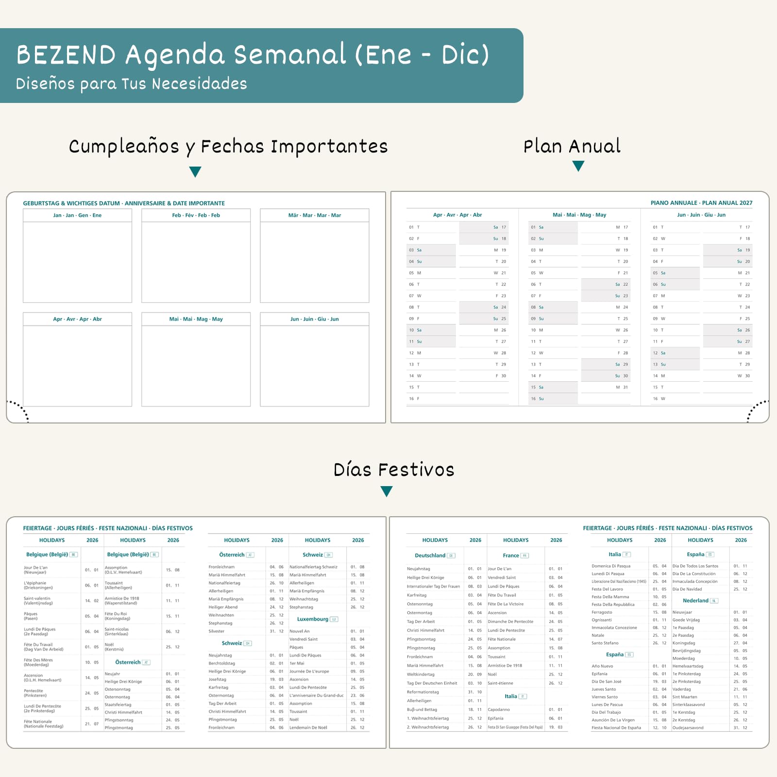Agenda Anual 2023 Takenote A6 Semana Vista Pocket Wire-O Miley - Agenda