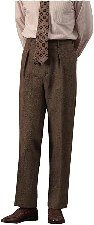 Mens Suit Pants Tweed Herringbone Pants Vintage Wool Mens Dress Trousers