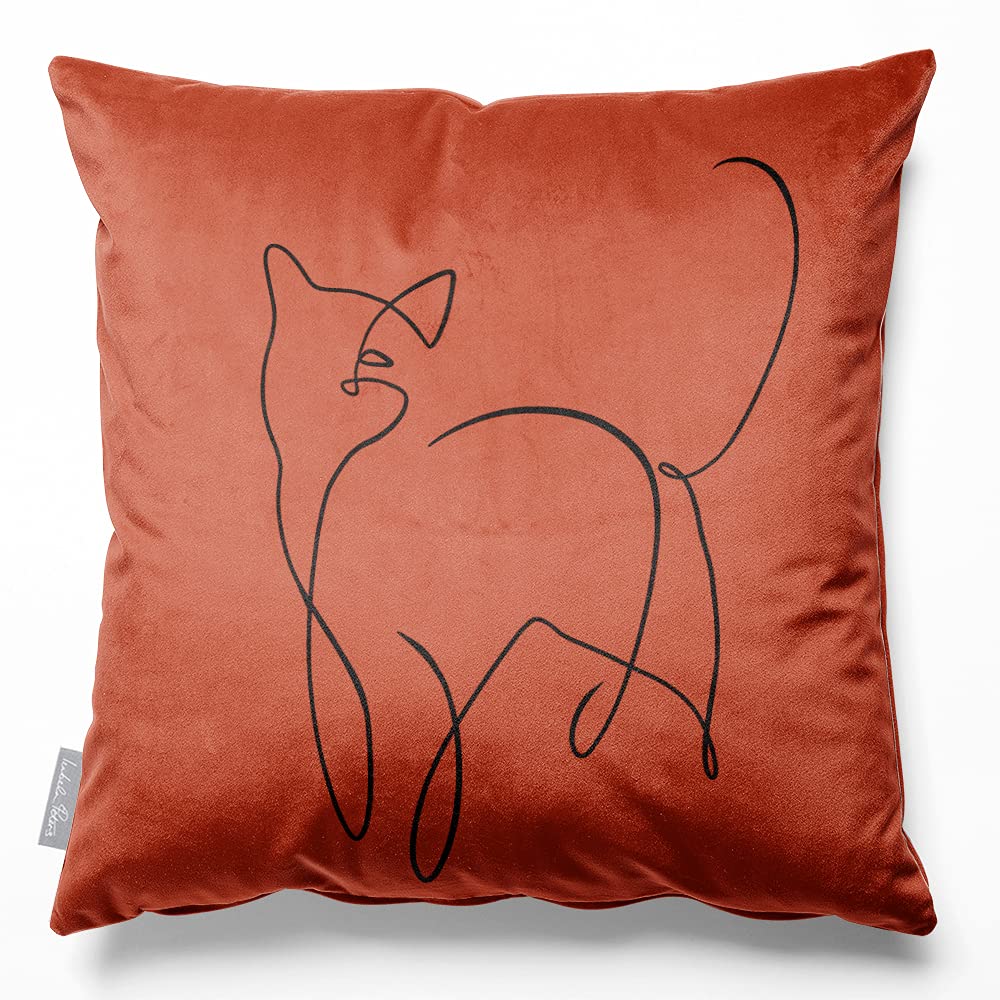 Izabela Peters Burnt Ochre Eco-Friendly Velvet Cushions, 60 Cm, Square, Abstract, Plush, 1 Count