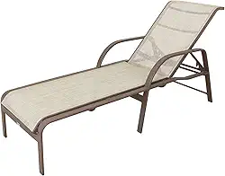 Cadeira Chaise Espreguiçadeira de piscina e jardim Tela Sling e alumínio com 5 níveis de inclinação