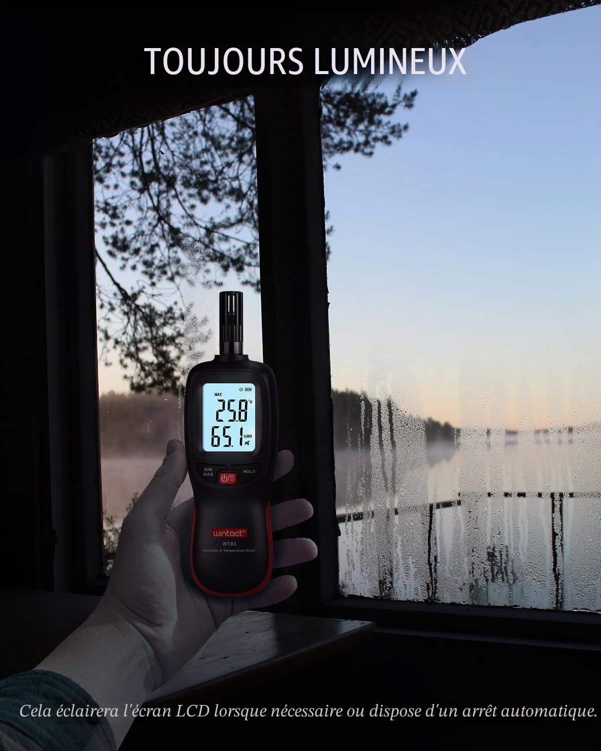 Wintact Testeur Humidité,Thermo hygromètre Thermomètre Numérique Hygromètres Air Température et Humidité Mètres Humidimètre avec Ecran LCD Rétroéclairé