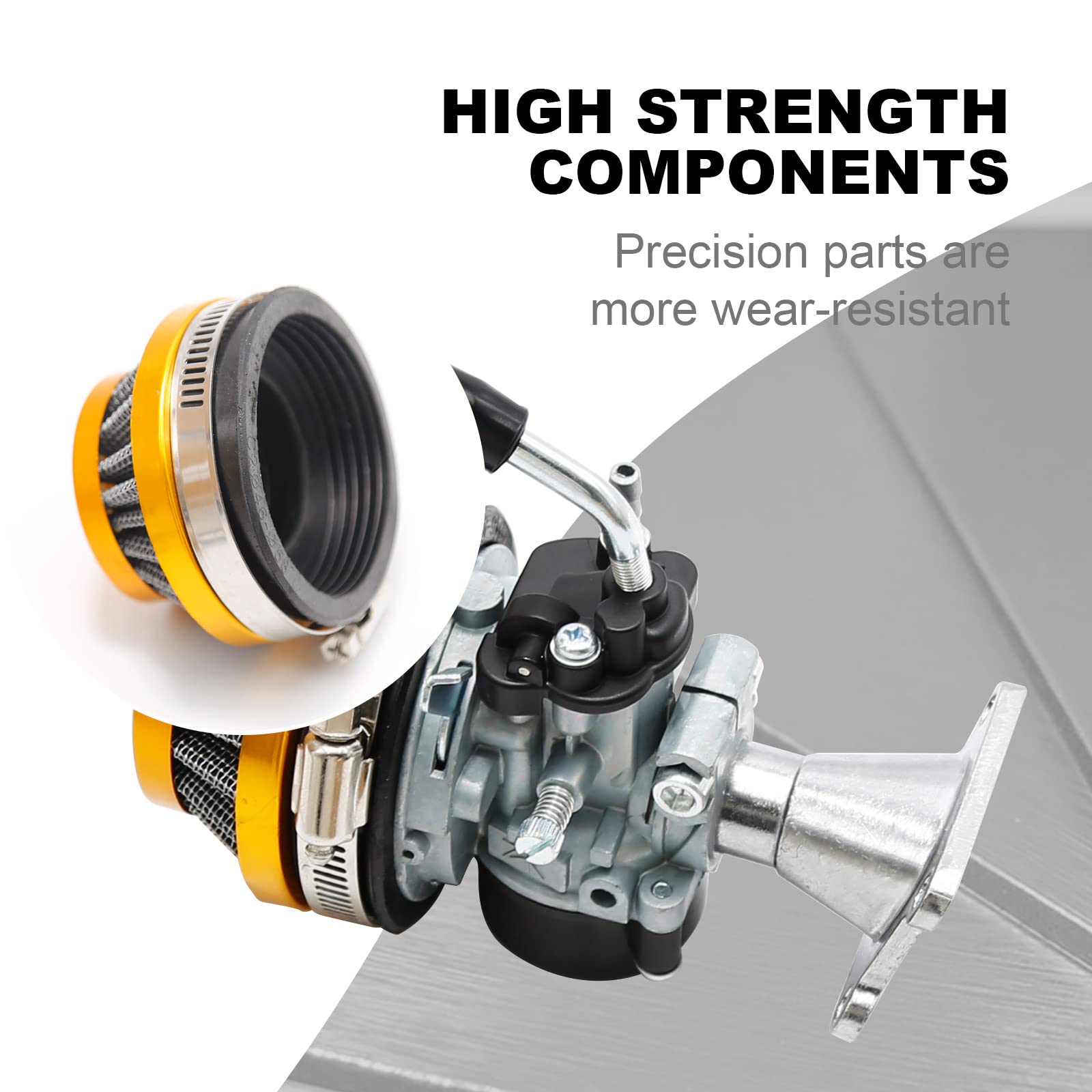 Hoypeyfiy Kit de juntas de admisión de filtro de aire de carburador de 2 tiempos de repuesto para motocicleta de bolsillo de 47 cc 49 cc ATV (amarillo-47 cc 49 cc)