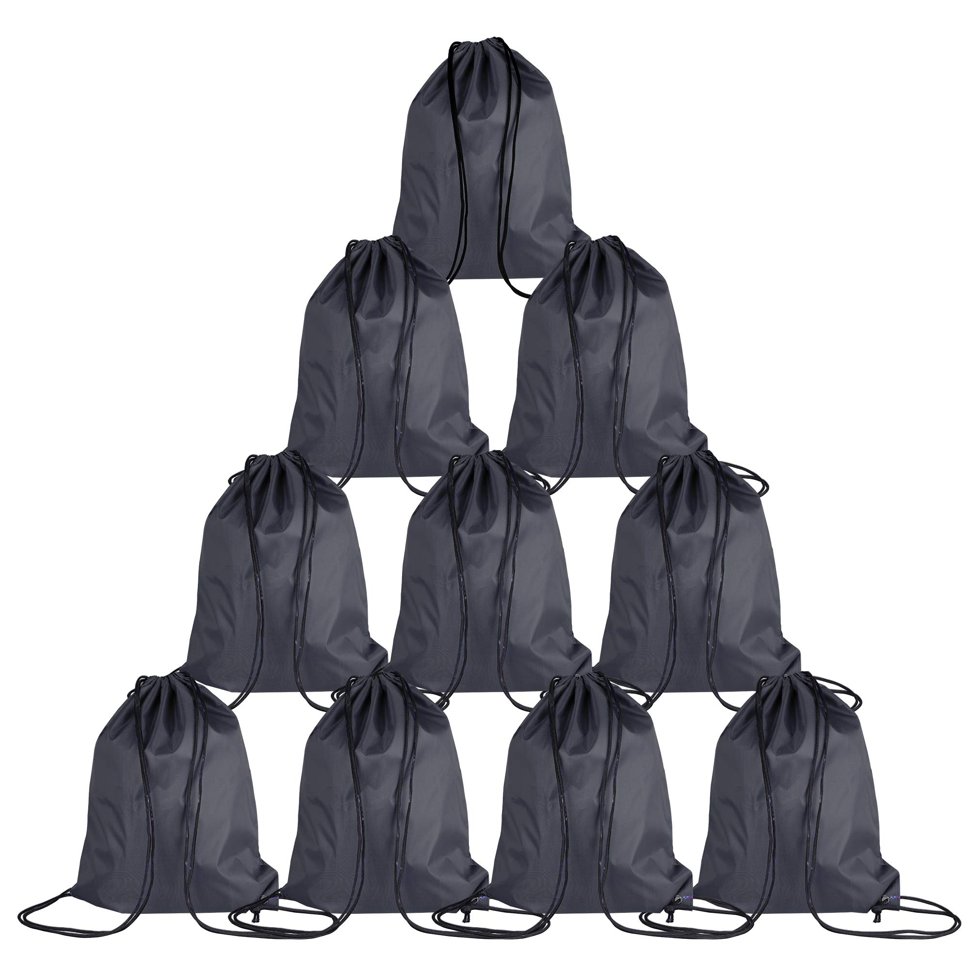 Borsa con Chiusura a Cordoncino, 2 Confezioni di Zaini, Borsa per Palestra, Viaggi, Yoga, Scuola e Altri Sport all'Aria Aperta, 10 Nero.