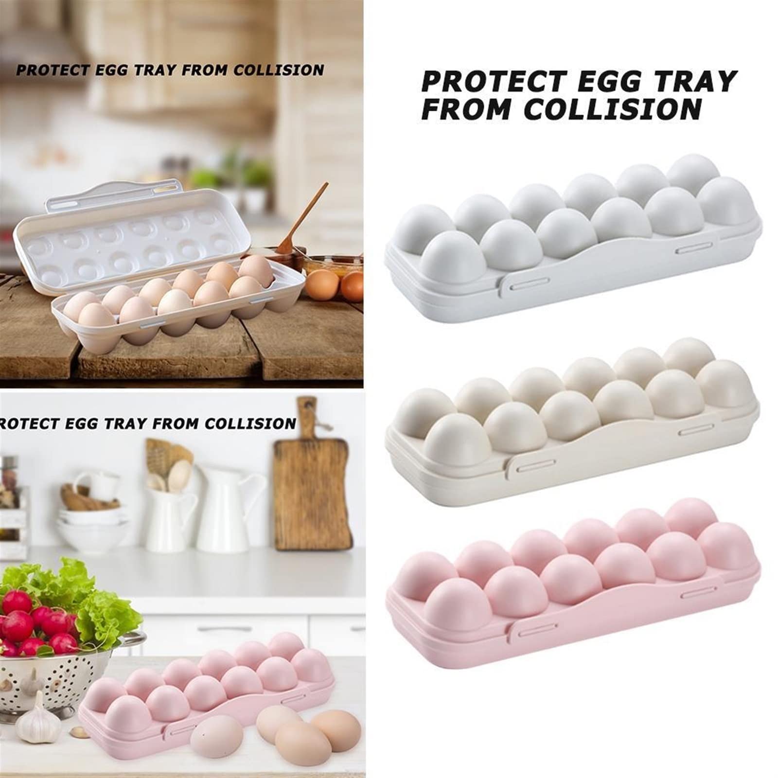 Bandeja de plástico para huevos, Huevera plegable de plástico blanco 12 rejillas for frigorífico 30x11x6,5 cm