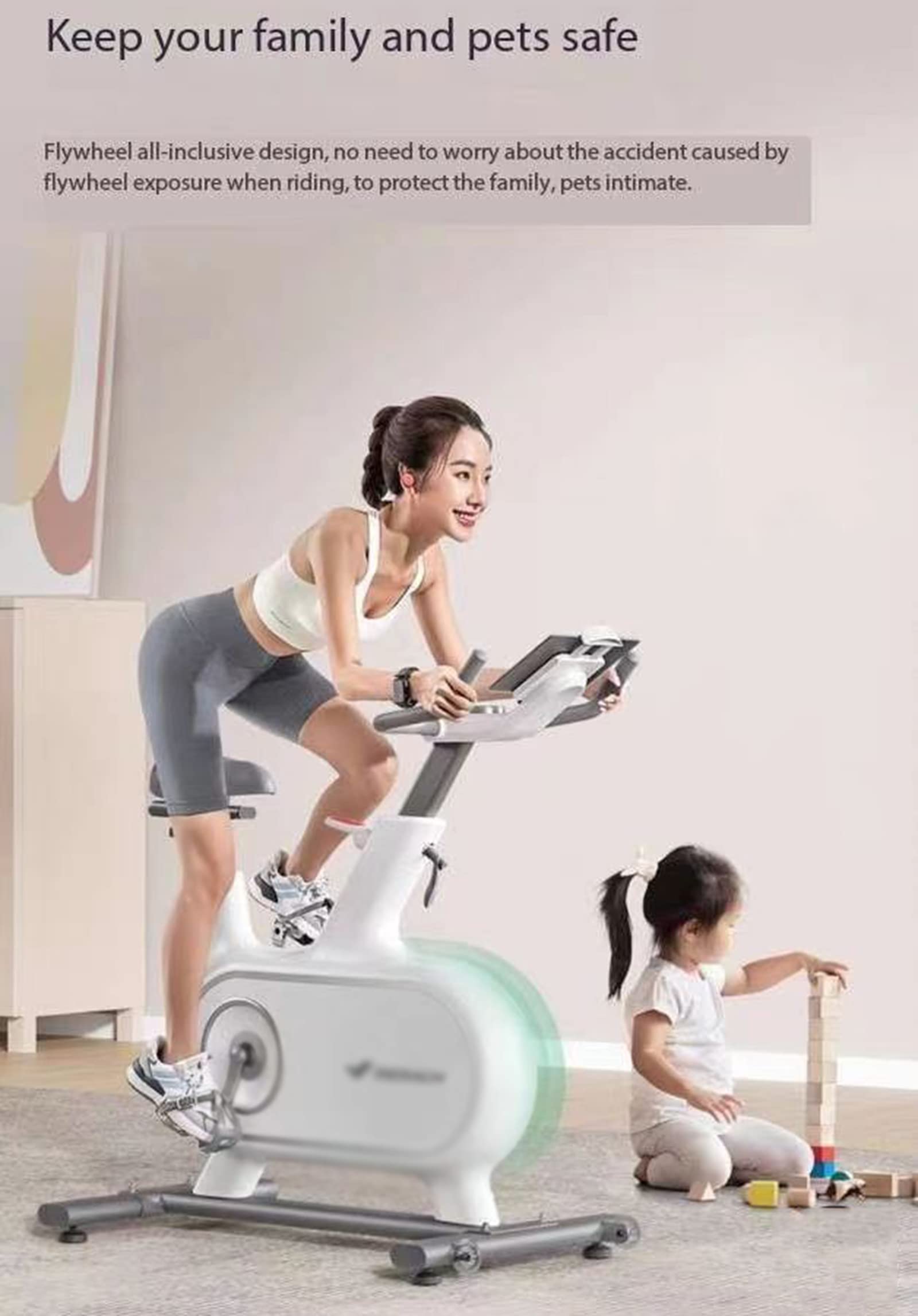Rower fitness, rower spinningowy, wielopozycyjna regulacja, cichy rower sterowany magnetycznie, rower z wygodną poduszką do siedzenia, sprzęt do ćwiczeń i fitness (white)