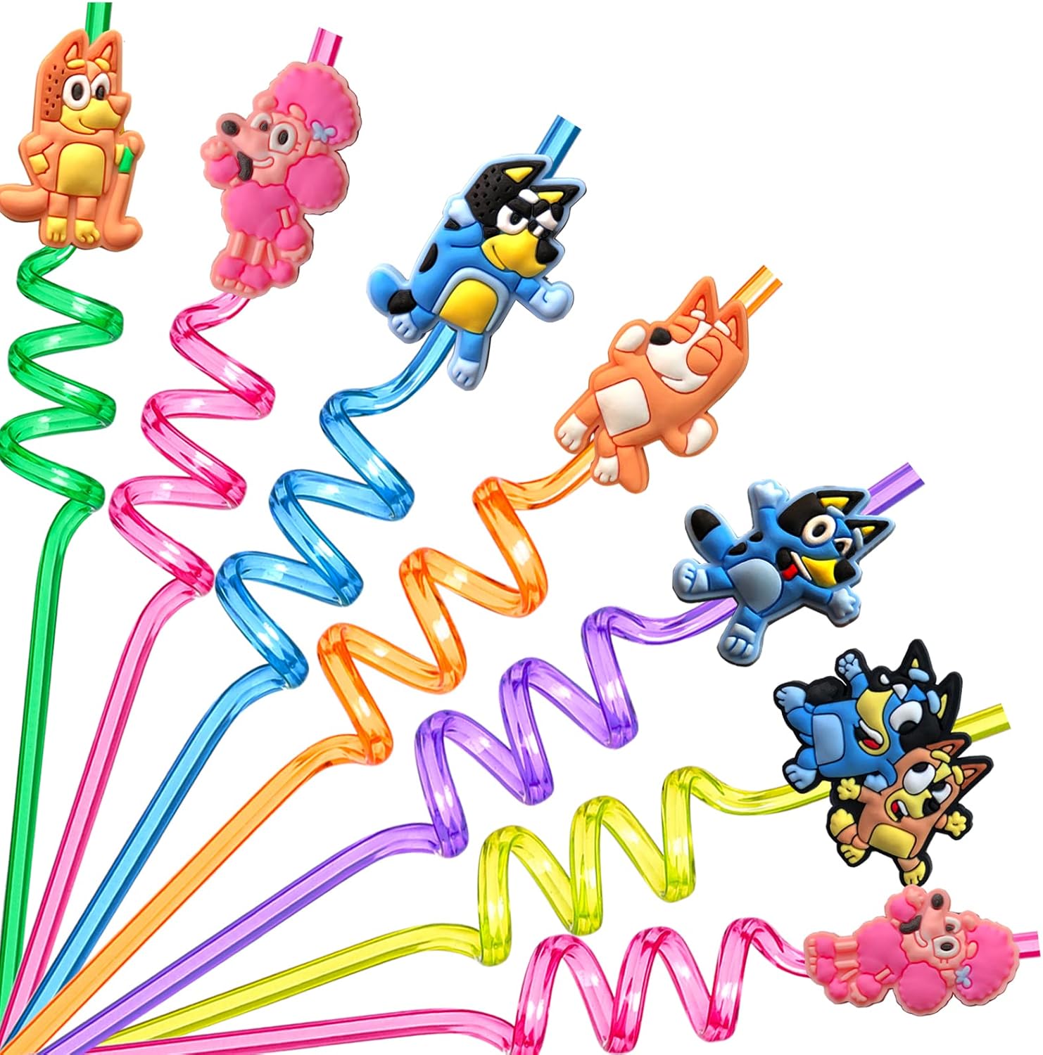 24 Bluey Birthday Party Supplies Straws, Reusable Guernsey Ubuy