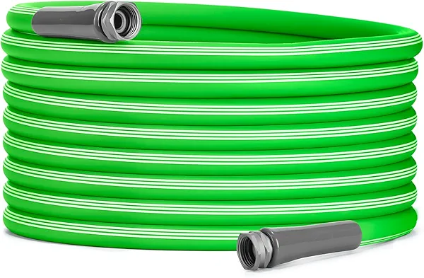 Delxo Garden Hose without Nozzle, 3/4 in. x 50 FT Non-Expanding Water Hose with Aluminum Alloy Interface, Heavy Duty Manguera Para Jardin, Water Pipe, Easy to Use for Gardening, Car Washing & Storage