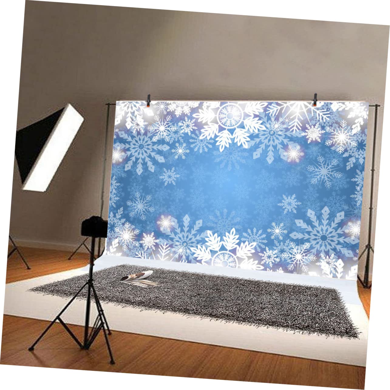 Fondale Fotografico Natalizio 270x180 Cm in Vinile Fiocchi di Neve | Telo Sfondo per Natale e Inverno, Stampa Decorativa, Formato 1 Pezzo, per Allestimenti Fotografici