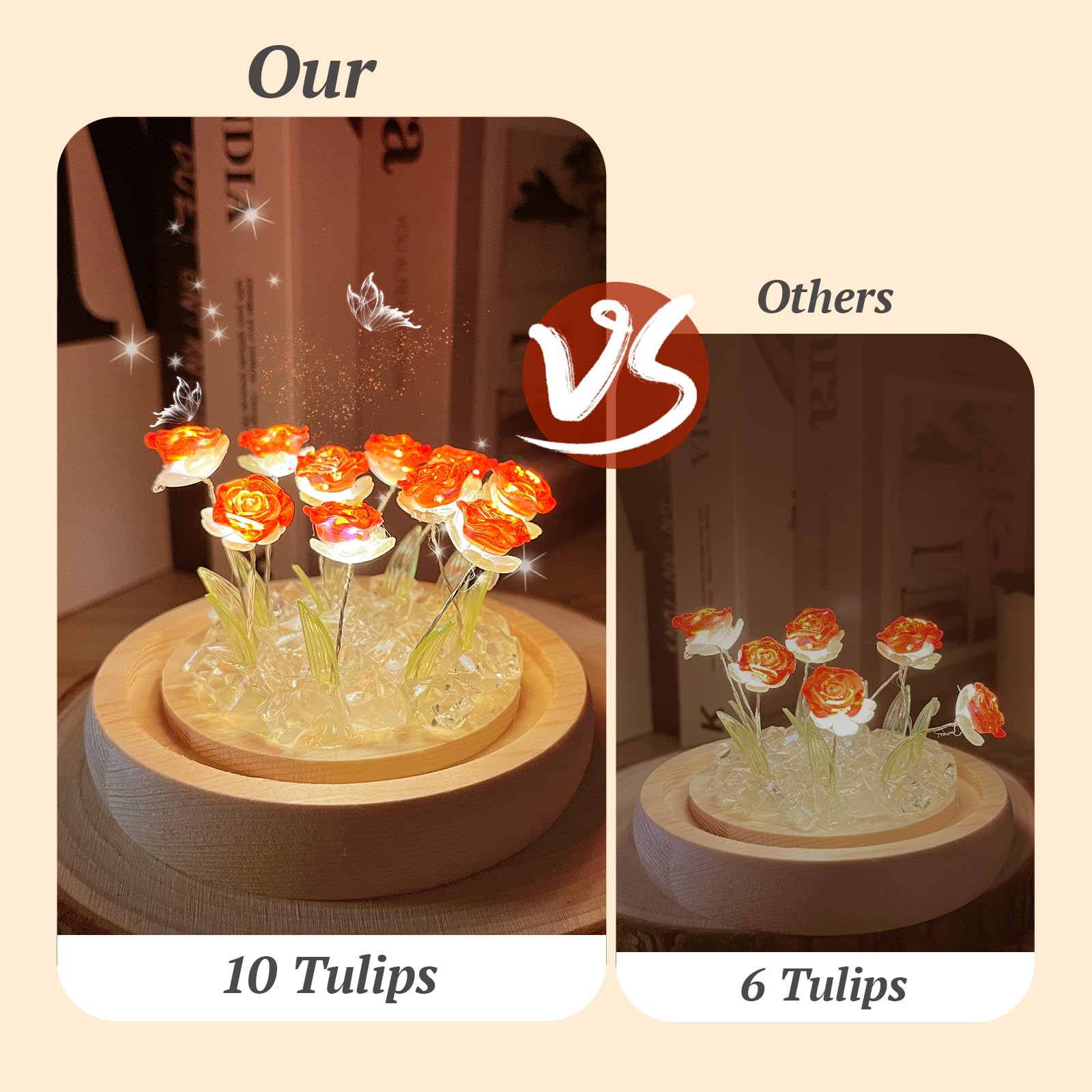 Danolt Forever Rose Night Light, Red Rose Lamp LED Flower Lamp for Girls and Women Cute Room Decor, 10 cm - Image 4
