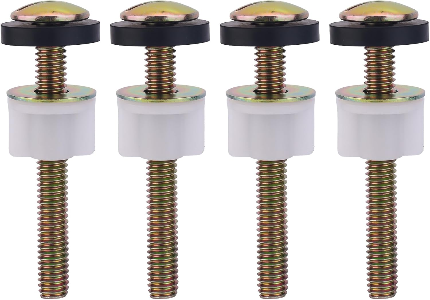4pcs Toilet Seat Screws Replacement Kit, Heavy Duty Universal Top Mount Hinge Bolts Fixings Fittings Toilet Seat Fastener with Plastic Nuts Metal Rubber Washers Accessories Parts for Secure Fit