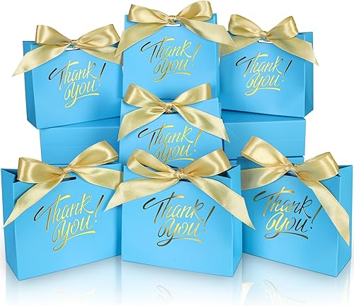 DOYIDE Paquete de 60 pequeñas bolsas de regalo de agradecimiento, 4.5 x 1.8 x 3.9 pulgadas, cajas de regalo de fiesta con cinta de lazo, pequeñas