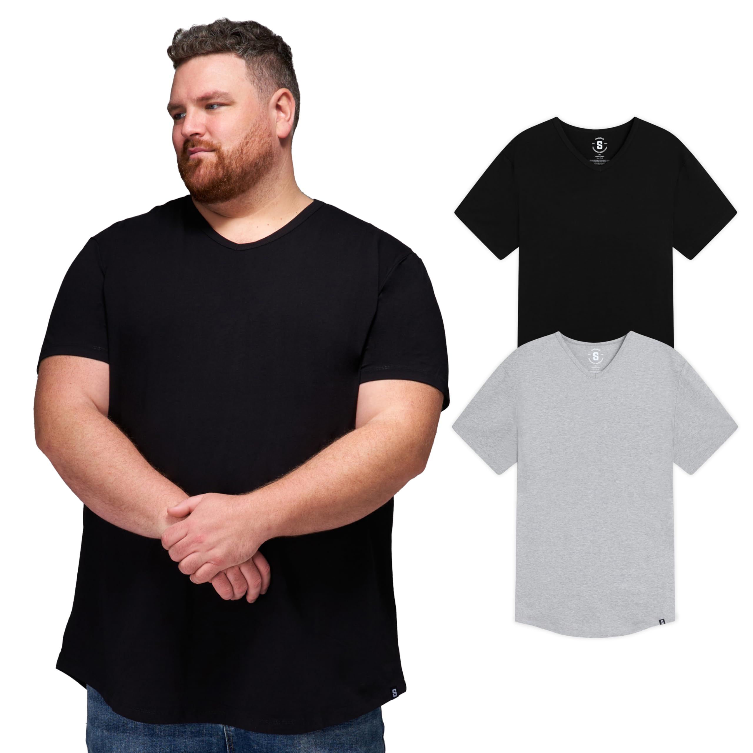 STRONGSIZE Men's Big and Tall V-Neck T-Shirts