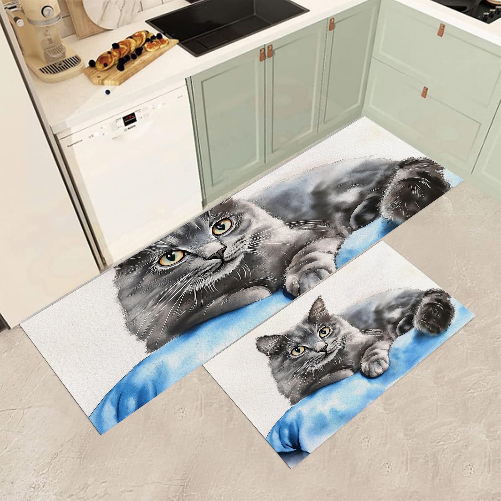 Tapis cuisine antidérapant anti-glisse lot de 2 lavable devant évier
